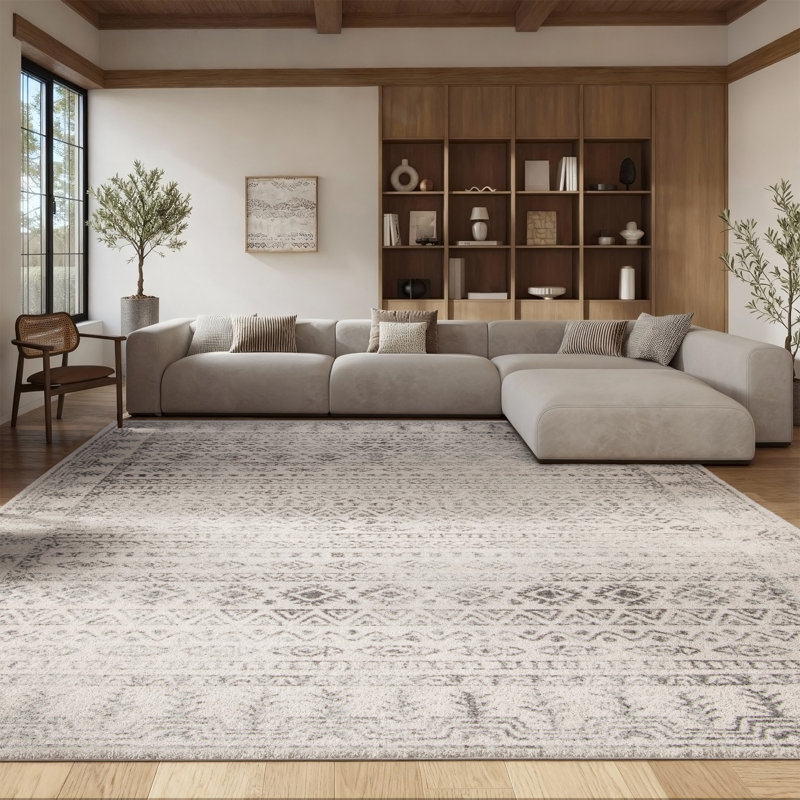Tapis ivoire / gris Blackhill Southwestern, Rectangle 8 pi x 10 pi