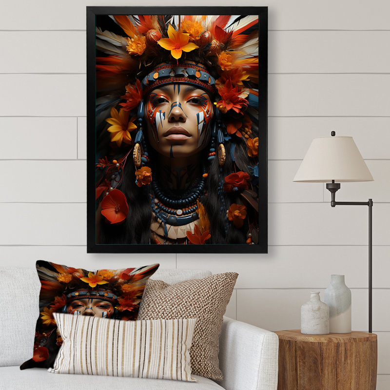 Yance orange amérindien Yance Essence IV, Cadre photo noir, H 44 po x l 34 po x P 1,5 po