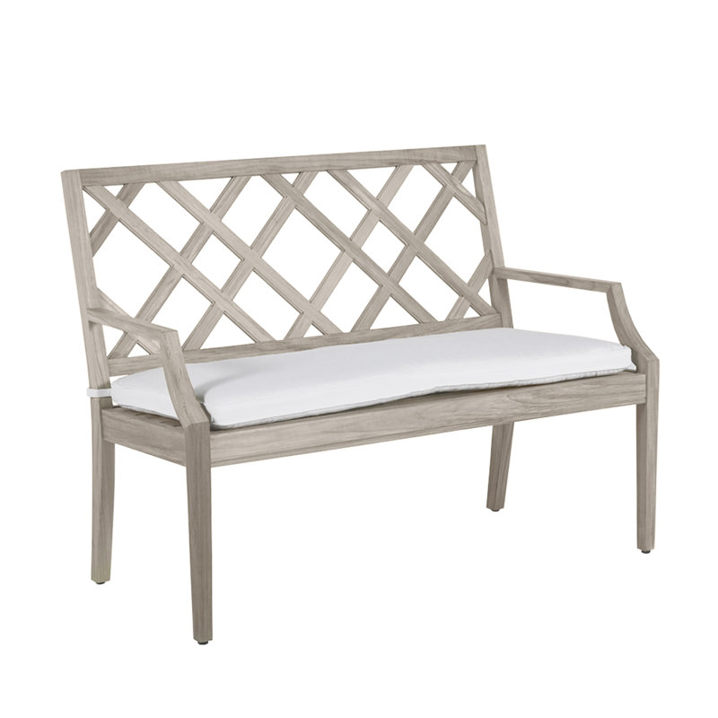 Haley Teak Garden Bench, No Welt, Perigold Play Sage, Oyster Teak