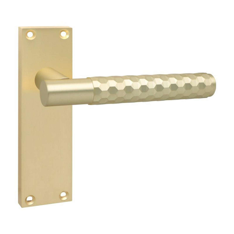 Golden Grace 1 Pair Victorian Design Knurled Hex Cut Door Handle Bathroom and Lock Set Antique Brass Finish - 150mm x 40mm