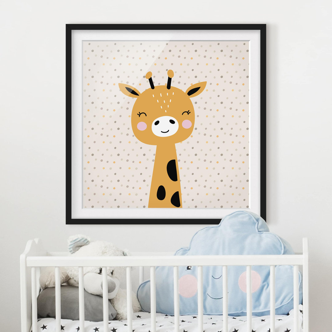 Gerahmtes Papierbild Baby Giraffe