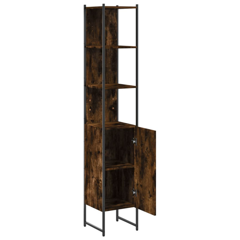 Bathroom Cabinet Brown Oak 33X33x185.5 Cm Engineered Wood, Smoked Oak
