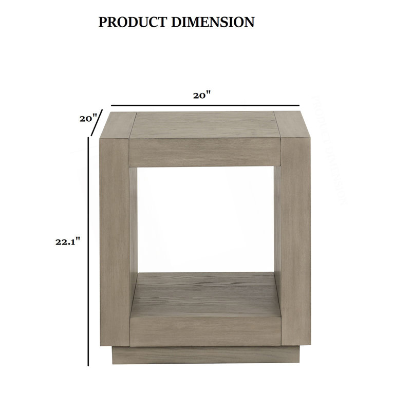 1Pc Square End Table With Open Bottom Shelf