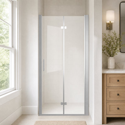 34" W x 72" H Bifold Shower Door, 1/4" Tempered Glass, Chrome