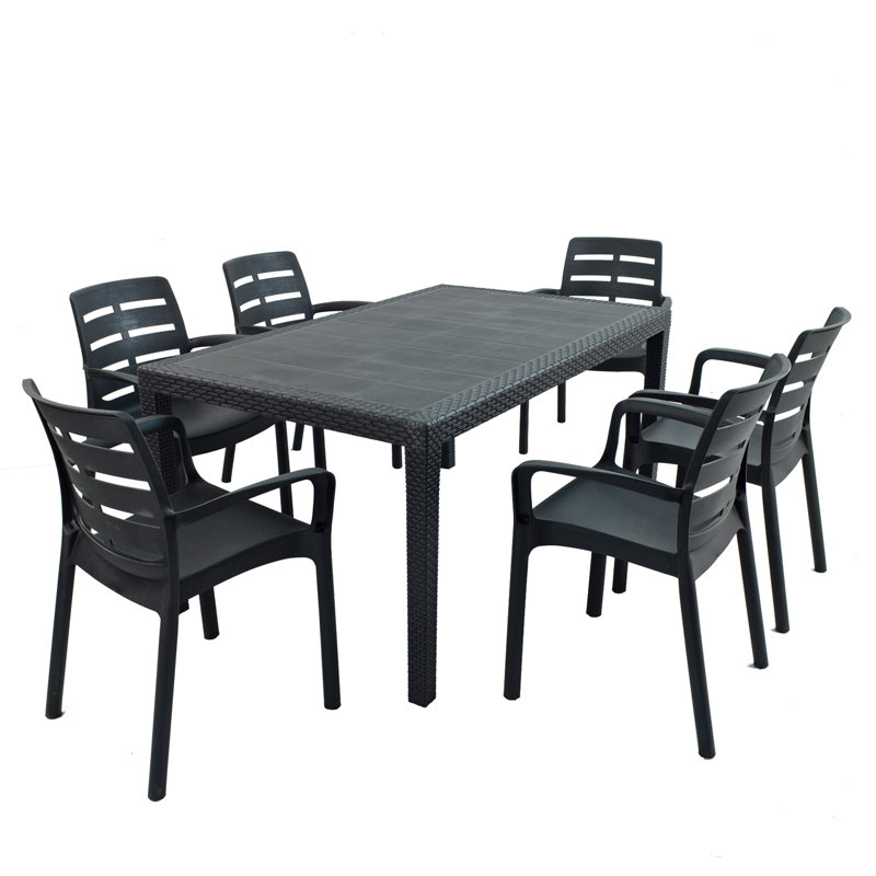 Schaffa Rectangular Table with 6  Chairs Garden Set