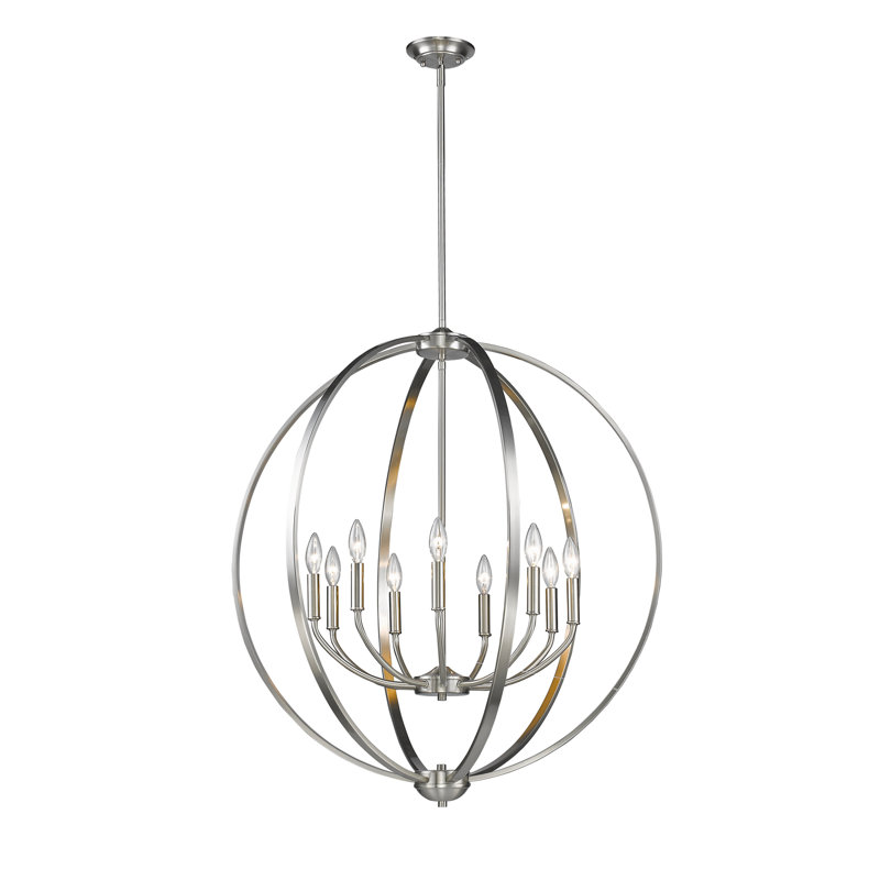 Petitt 9 - Light Dimmable Chandelier, No Shade, Pewter
