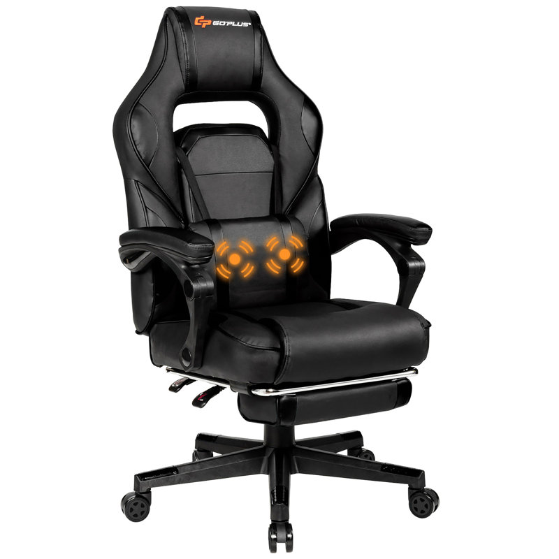 Costway Goplus Swiveling PC & Racing Game Chair with Footrest, Black