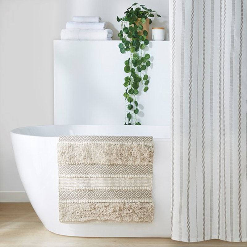 Tapis tissé à rayures tissées texturé naturel 22 po x 58 po