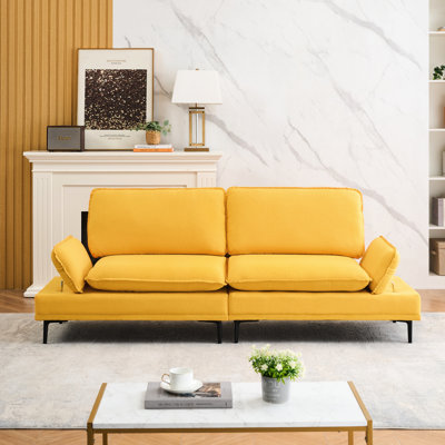 Yellow 89 Inch , For Apartment Living And Office, Soft Fabric, Easy Assembly, Stain Resistance, Sponge Filled Seat, 2 Inch, & Office Use, Velvet Upholstery, Capacity