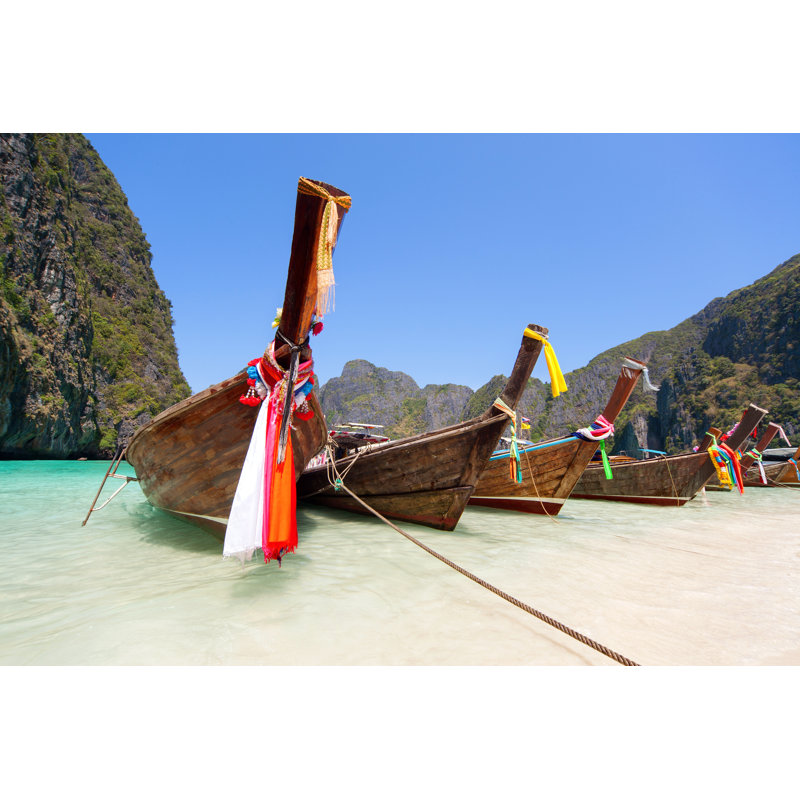 Bateaux à longue queue en Thailande, H 32 po x l 48 po