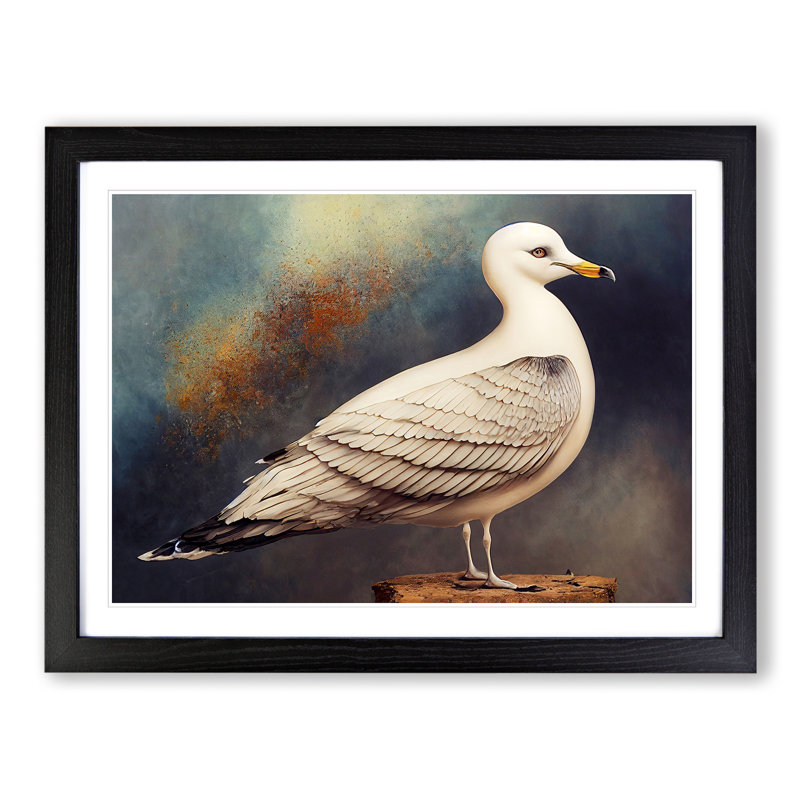 XH1022-6726X Painting of a Seagull 1 Piece Single Picture Frame Wall Art, 25cm H x 34cm W x 2cm D, Black