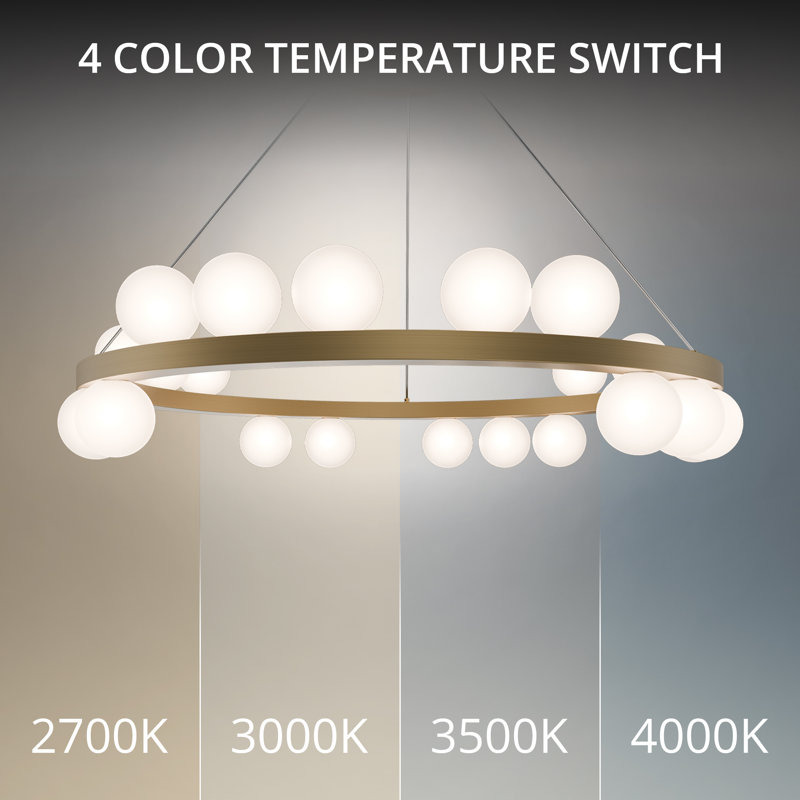 Carousel Dimmable LED Chandelier With Built-In Color Temperature Adjustability Switch, 2700K/3000K/3500K/4000K, Aged Brass