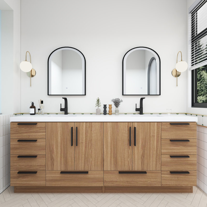 Carla Freestanding Bathroom Vanity with Double Sink, 83", Rosewood