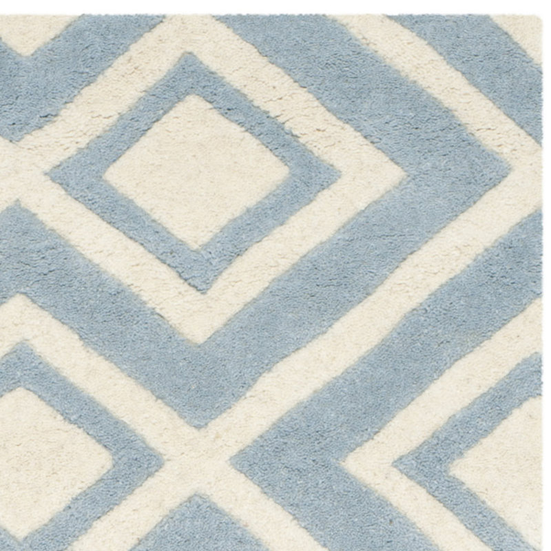 Huth Geometric Wool Hand Woven Area Rug, Rectangle 61 x 91 cm