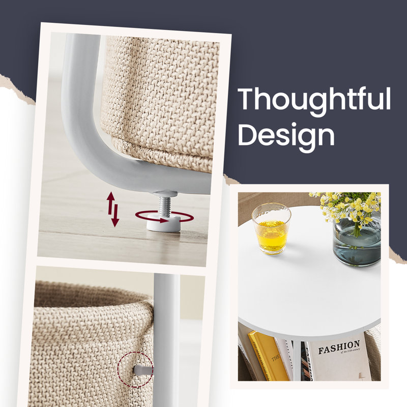 Table de bout, Blanc mat / brun chameau