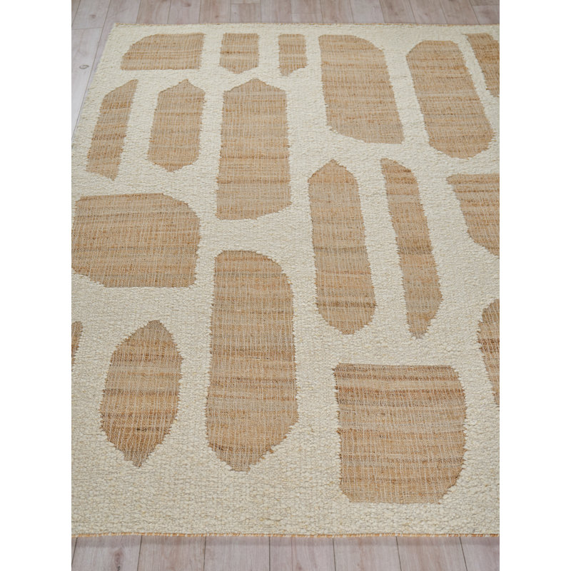 Pompano flatweave Wool/Jute Ivory/Beige Area Rug, 9'X12'