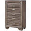 Commode de chambre à 5 tiroirs en taupe délavé