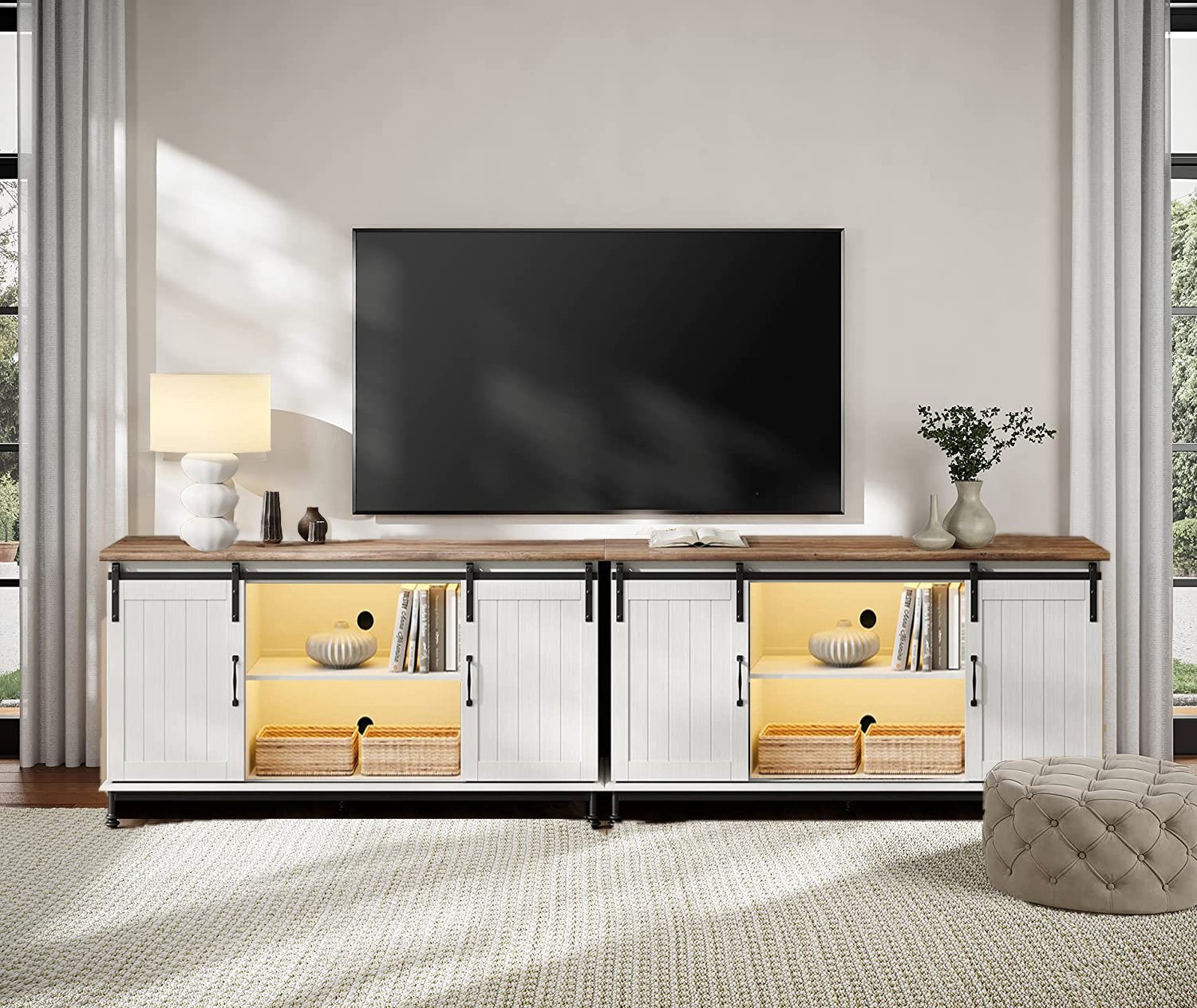 Gracie Oaks Timarah 115.8'' W Storage Credenza & Reviews | Wayfair