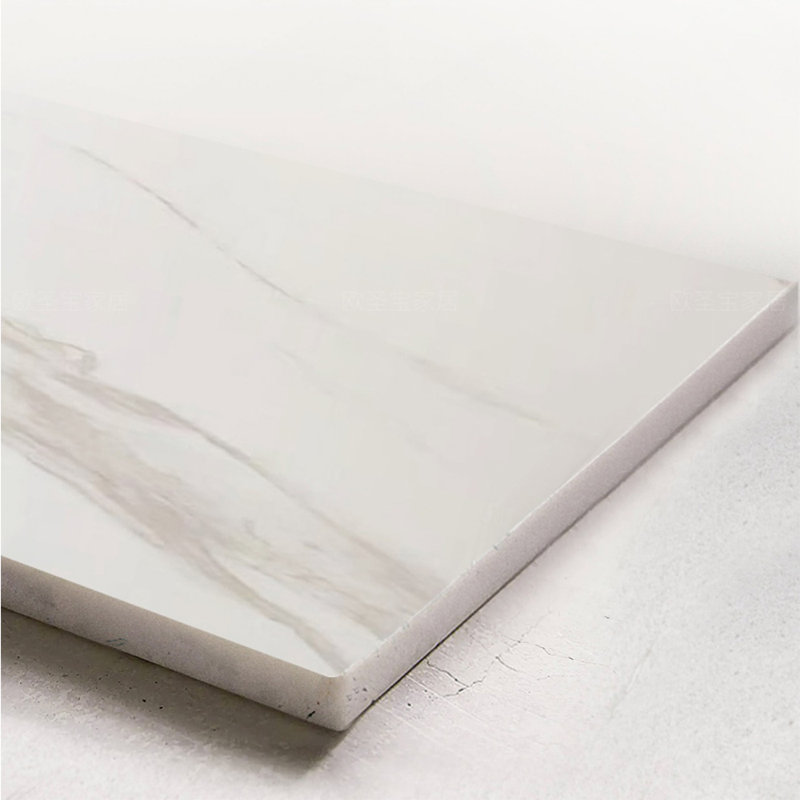 Table en pierre frittée légère de luxe supérieure, H 29,53 po x L 86,61 po x l 43,31 po, Gris
