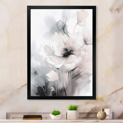 Douces fleurs gris clair I - art mural floral