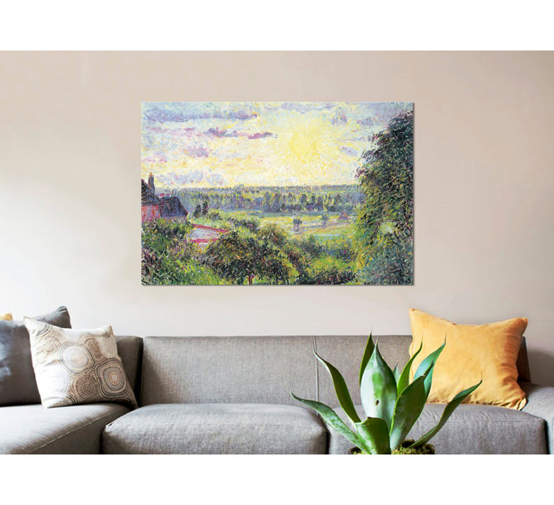 « coucher de soleil à eragny, 1891 » par camille pissarro, impression sur toile, H 8 po x l 12 po x P 0,75 po