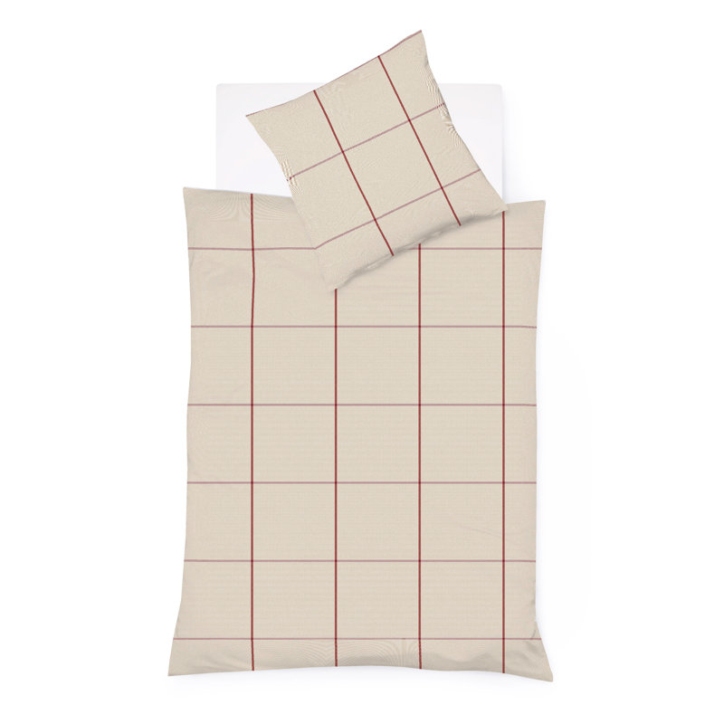 100% Cotton Duvet Cover Set, Natural Red, Double