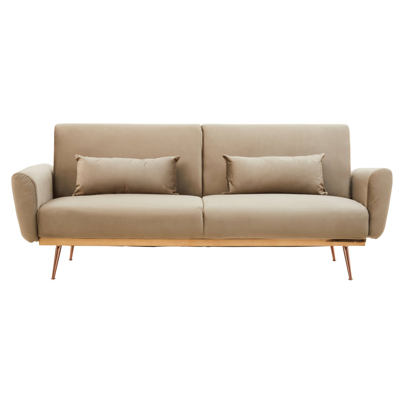 Doe 3 Seater Velvet Sofa Bed, Beige