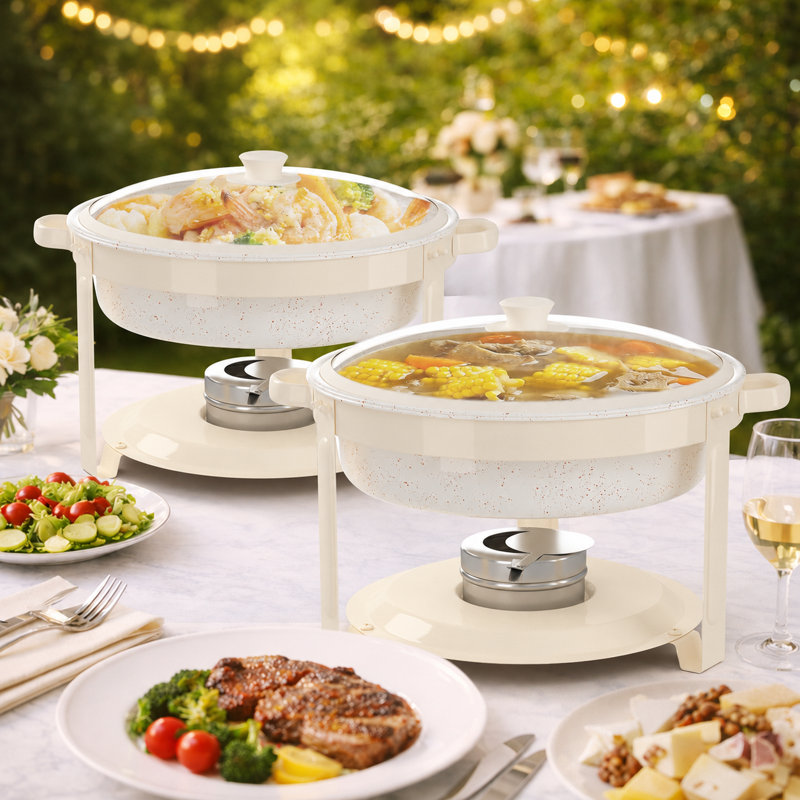 Ensemble de réchaud à buffet avec couvercle Maifanite, acier inoxydable 5,5 pte