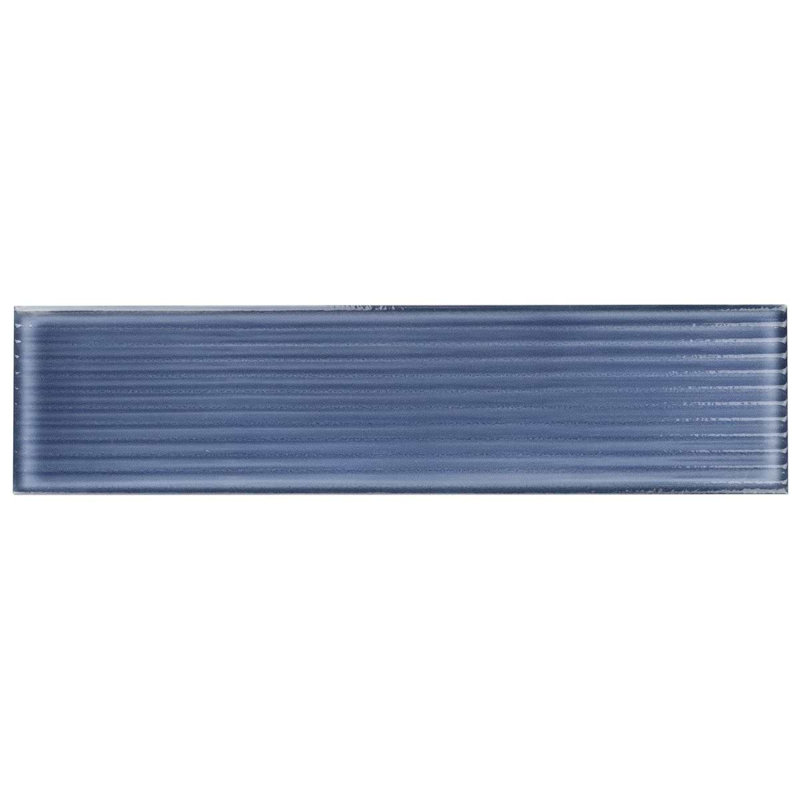 Stacy Garcia ArtBlock Fluted 4x16 Glossy Porcelain Tile, Denim Blue