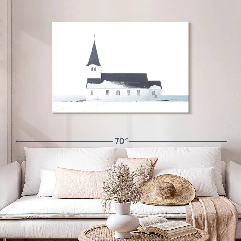 White Winter Church, 20" H x 30" W