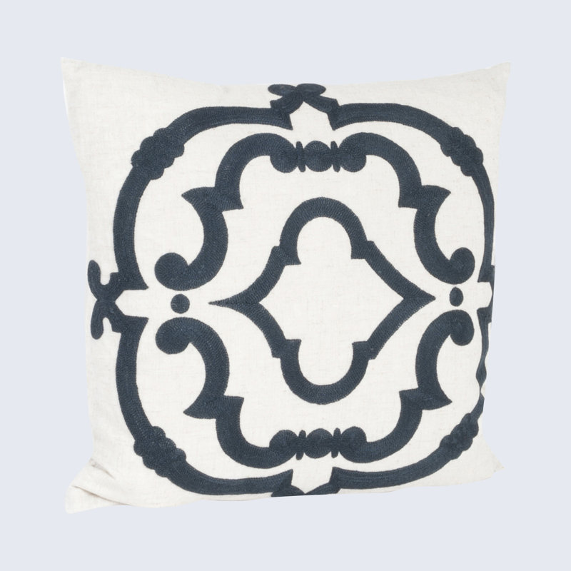 Coussin décoratif Hebb Sonny, Bleu marine et blanc cassé