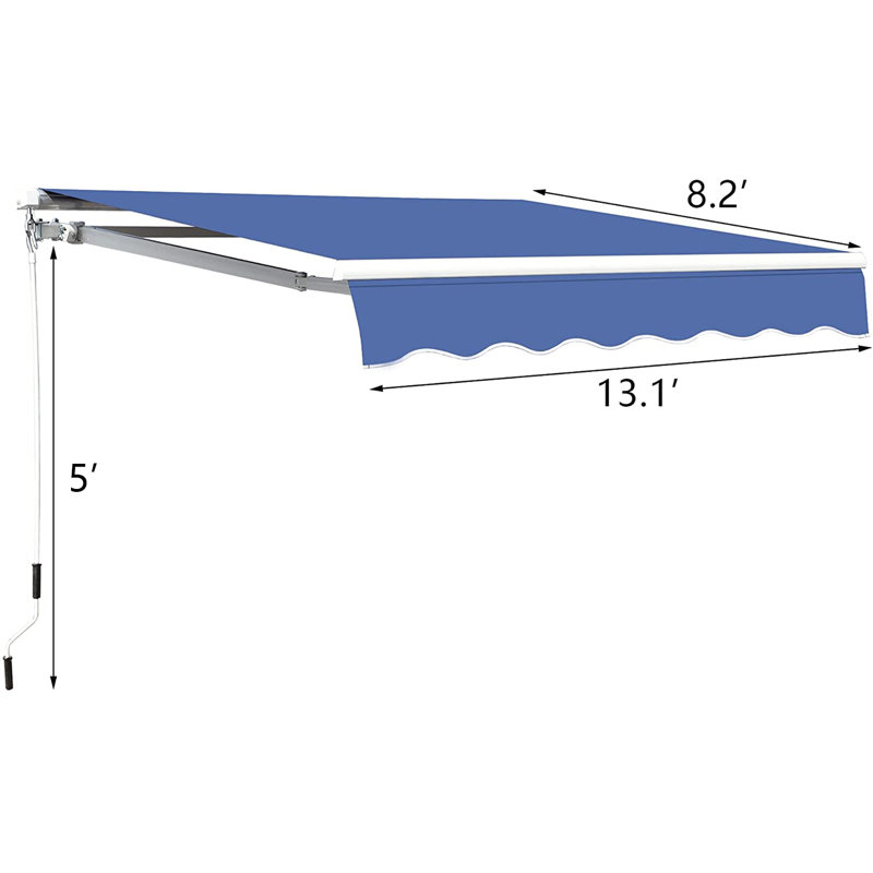 JOVNO 60'' Fabric Cover Retractable Patio Awning, Blue, 60" H x 157.2" W x 98.42" D