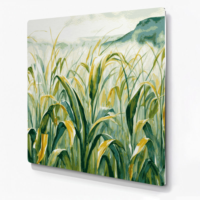 Art hawaïen canne à sucre en métal beige, H 32 po x l 32 po