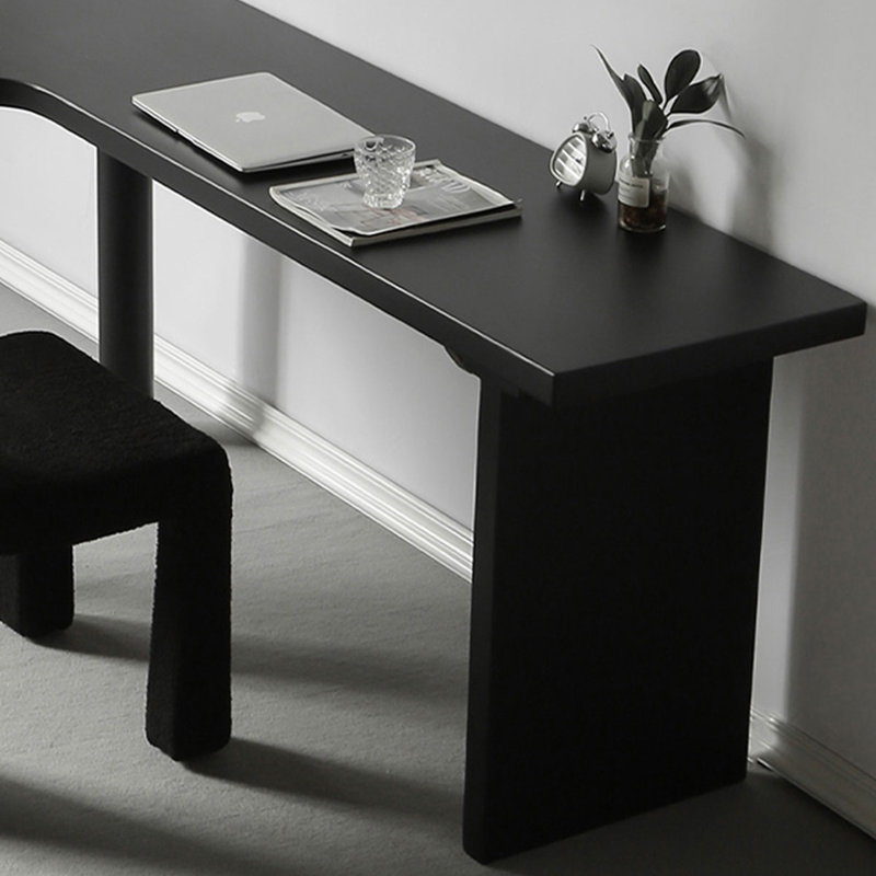 Bureau en L en bois massif, Retour à gauche, Noir, noir, noir, noir, H 29,53 po x l 62,99 po x P 39,37 po