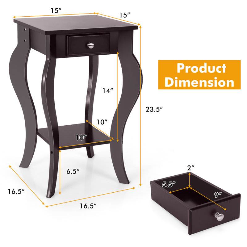 Table de chevet pour chambre à coucher, Brun