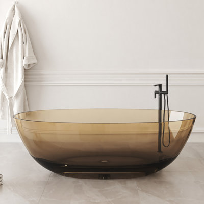 Forma 71'' Freestanding Tub Solid Surface Freestanding Soaking Bathtub Transparent