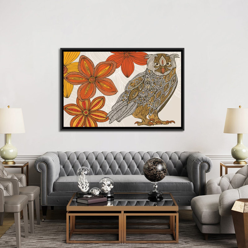 « matt the hibou », impression sur toile tendue, H 40 po x l 60 po x P 1,5 po, Toile avec cadre noir