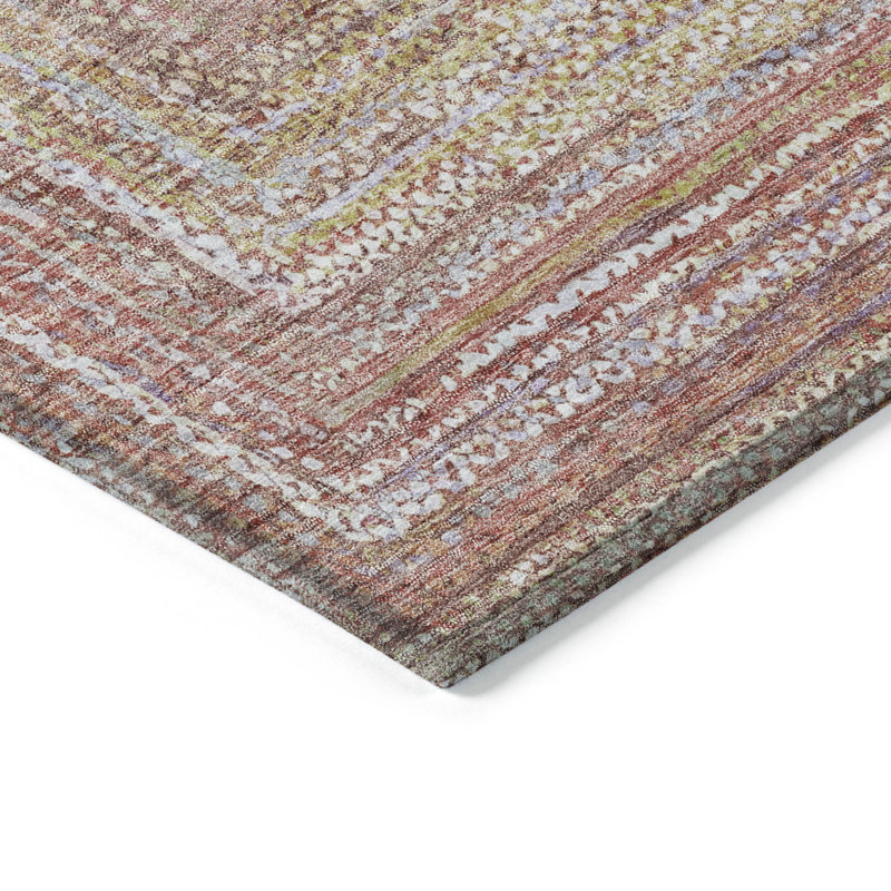 Tapis paprika Xhevrie intérieur / extérieur lavable à la machine, Rectangle 2 pi 6 po x 3 pi 10 po