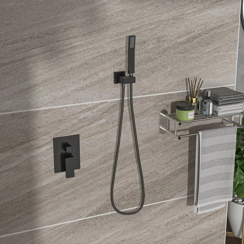 Dual Function Shower Kit - Oil Rubber Bronze Adjustable Water Flow 10 Inch Square Head 360 Swivel Handheld, Matte Black