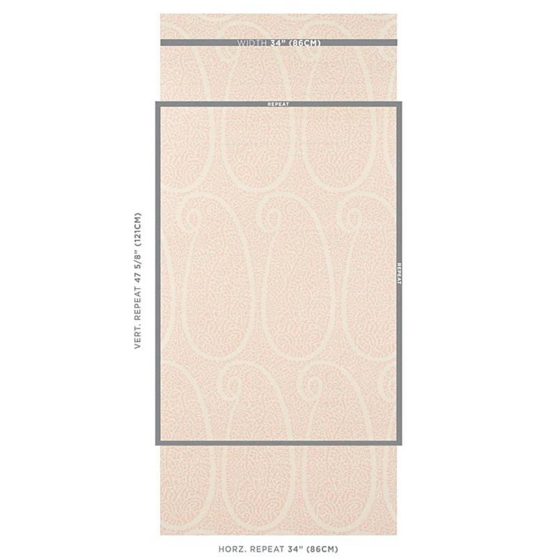 Ambala Paisley Sisal Wallpaper, Blush