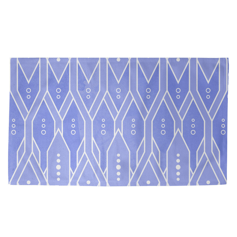 Tapis bleu à motif treillis Mcguigan, Rectangle 2 pi x 3 pi