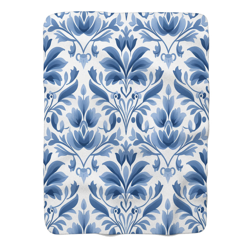Couverture géométrique bleue 1 pièce Sherpa, Grand lit
