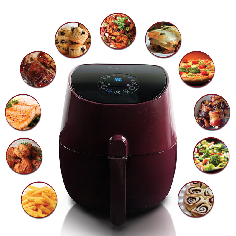 Burgundy Electric 3.5 Quart Air Fryer and Multi-Cooker