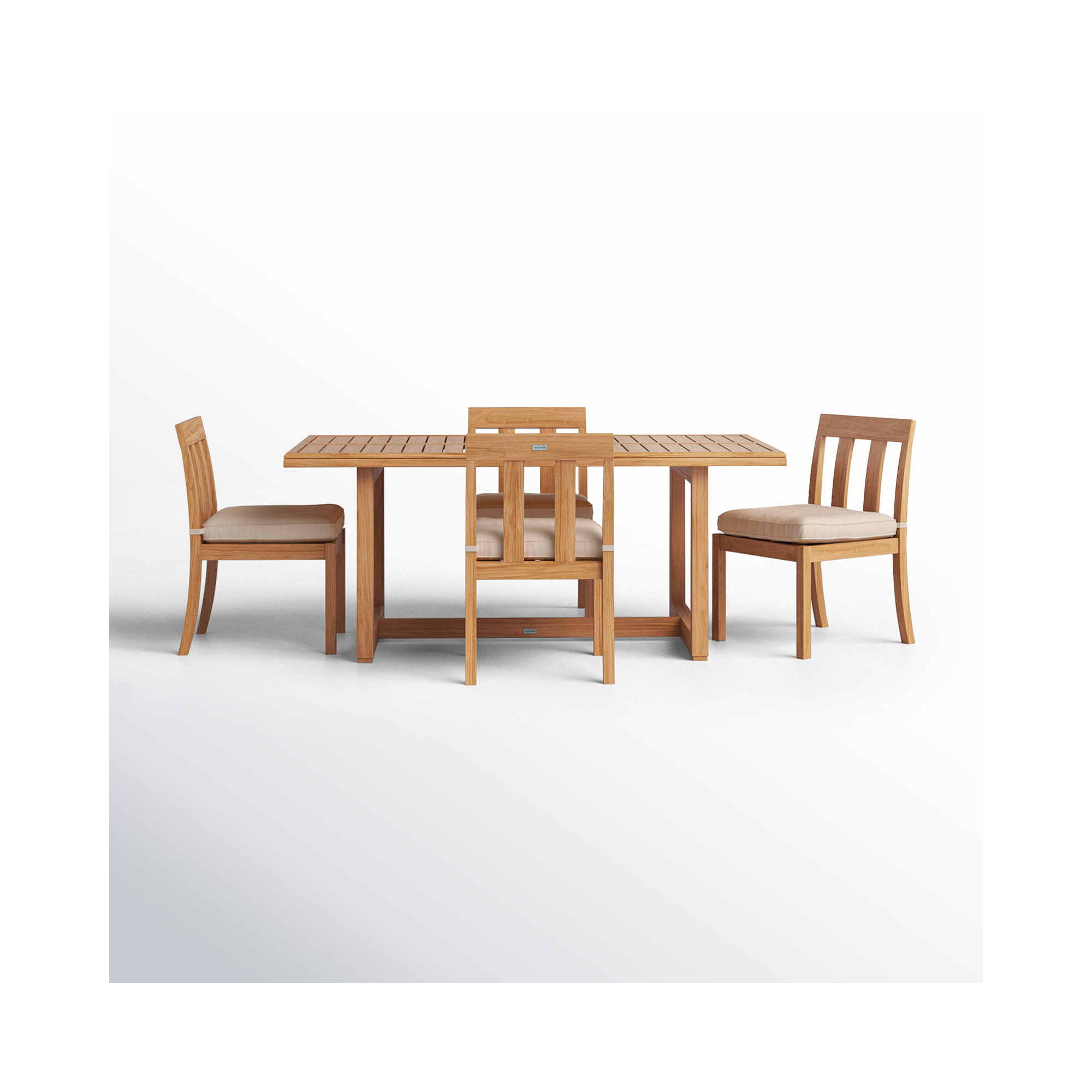 Melrose 4-Person Teak Outdoor Dining Set, Beige