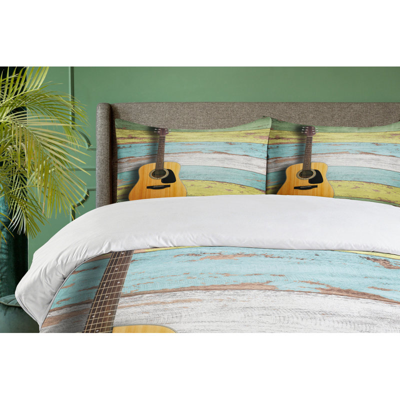 Queen Rustic Acoustic Guitar Duvet Cover Set