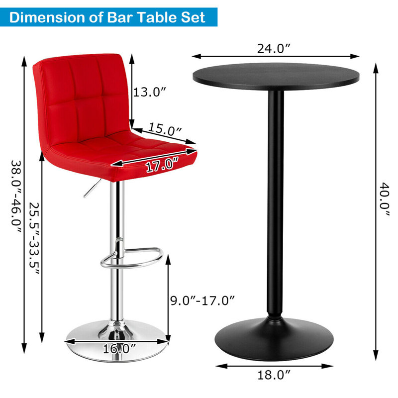 Allana-Jo 2 - Person Pedestal Dining Set, Red