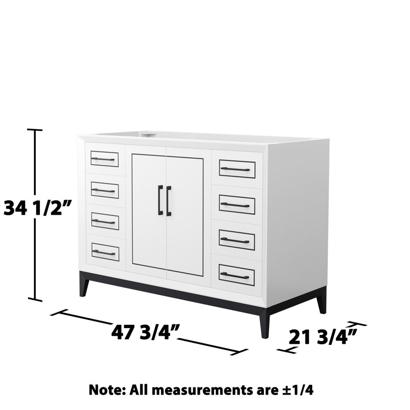 Base de meuble-lavabo simple 47,75 po Marlena seulement, Blanc / noir