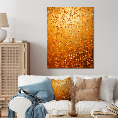 «Golden Abstract Dot Radiance II», art mural abstrait en métal