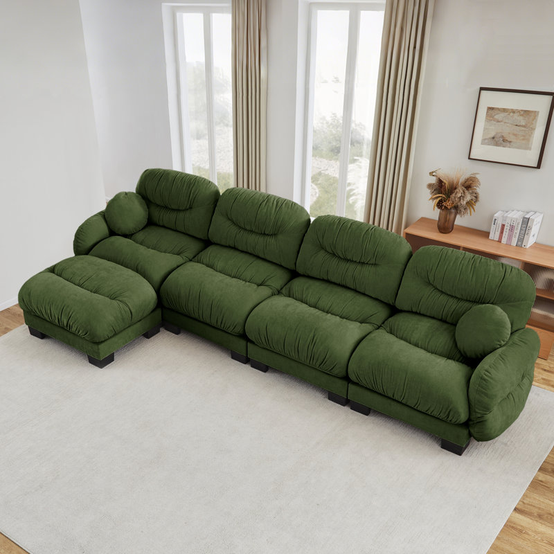 Canapé modulaire en tissu chenille, H 36,2 po x l 150,3 po x P 61,4 po, Vert