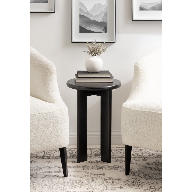 Table d'appoint ronde en bois massif, Noir, noir, noir, noir